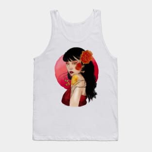 Beautiful portrait design woman watercolor artistic Tank Top